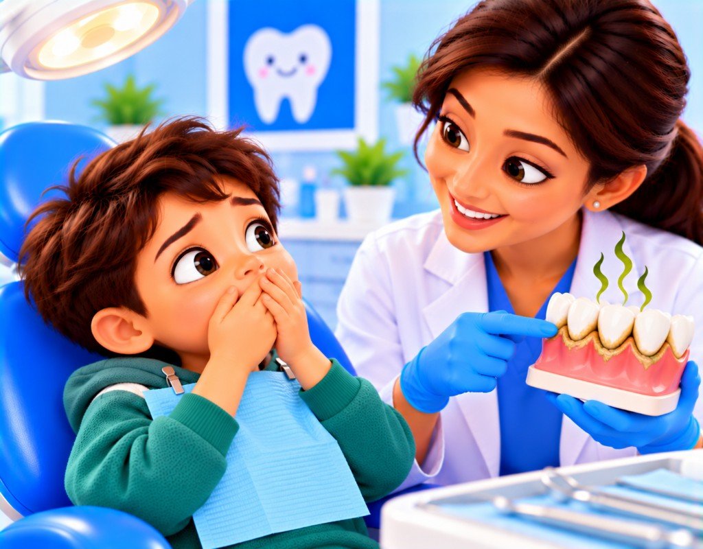 Illustrated educational graphic for “What Causes Bad Breath?”. Not a photograph of a patient.