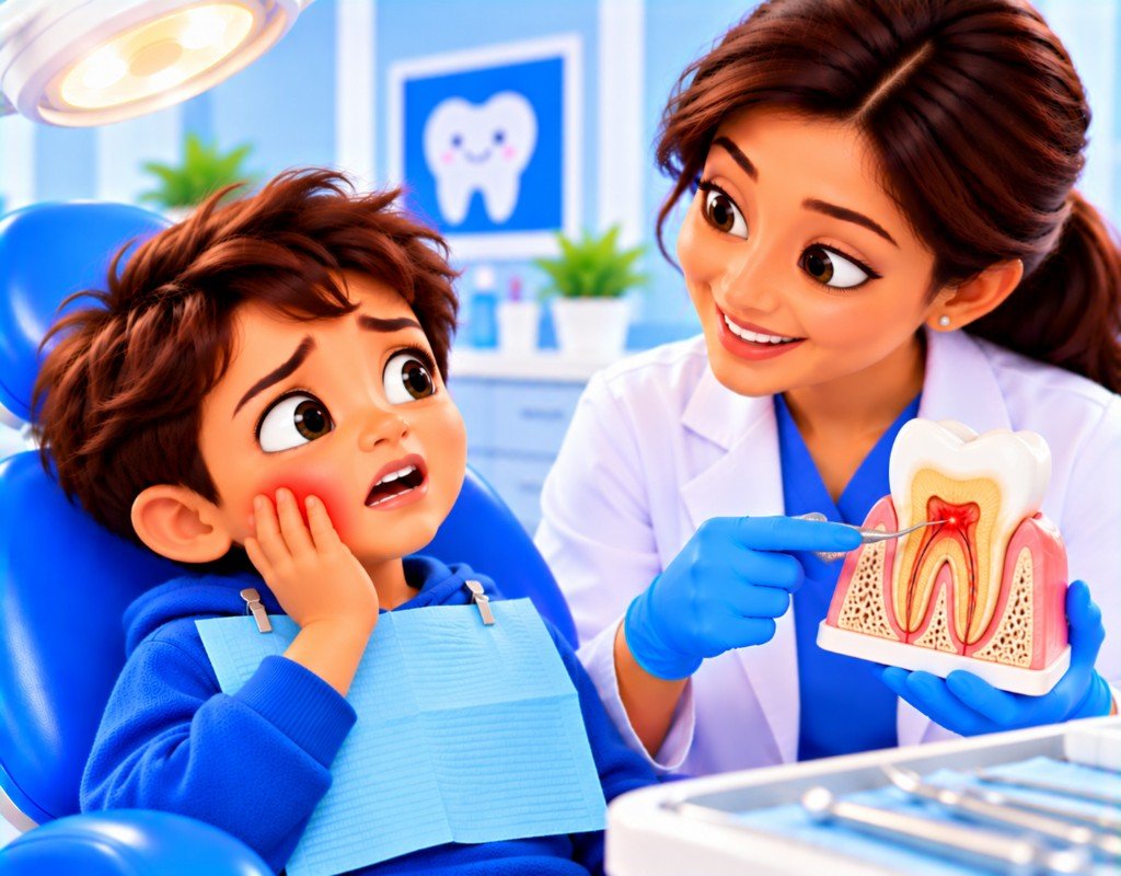 Illustrated educational graphic for “Why Does My Tooth Hurt?”. Not a photograph of a patient.